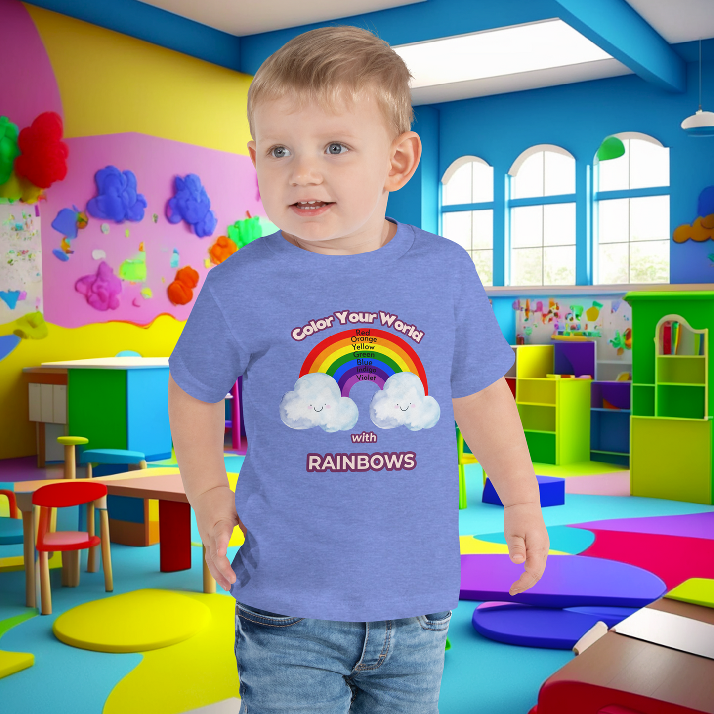 Rainbow Revel: Toddler's Color-Learning Short Sleeve Tee  (Unisex)