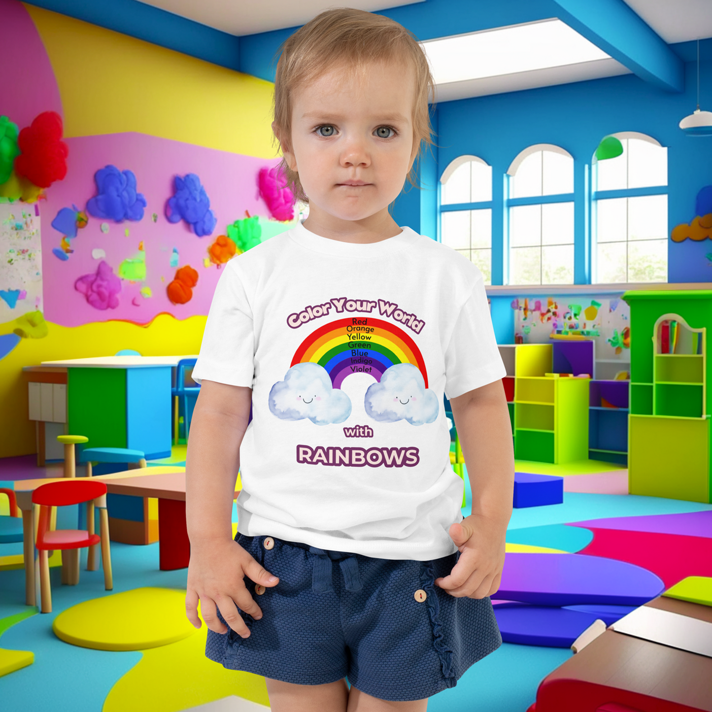 Rainbow Revel: Toddler's Color-Learning Short Sleeve Tee  (Unisex)