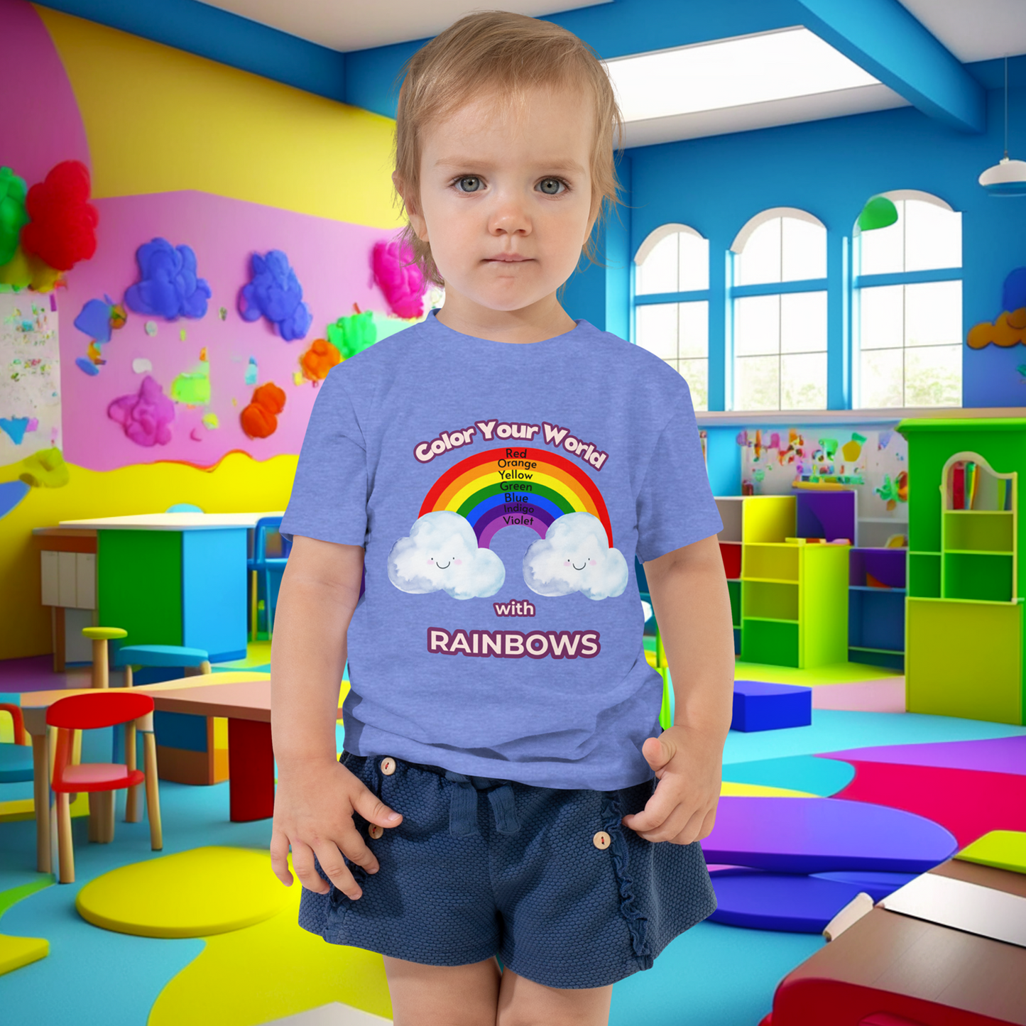 Rainbow Revel: Toddler's Color-Learning Short Sleeve Tee  (Unisex)