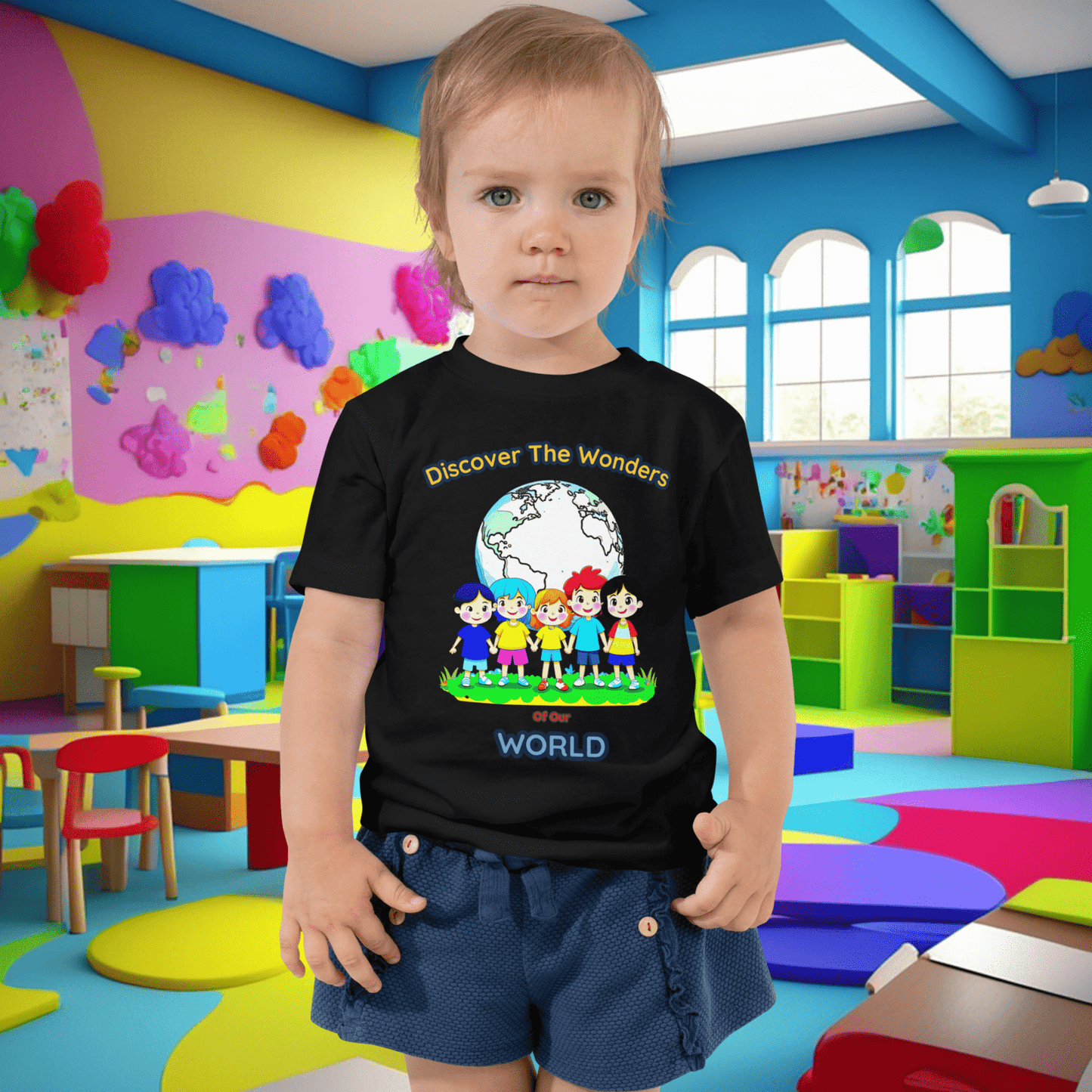 "Discover The Wonders Of Our World" Toddler Short Sleeve Tee - Ignite Curiosity and Explore with Style! (Unisex)