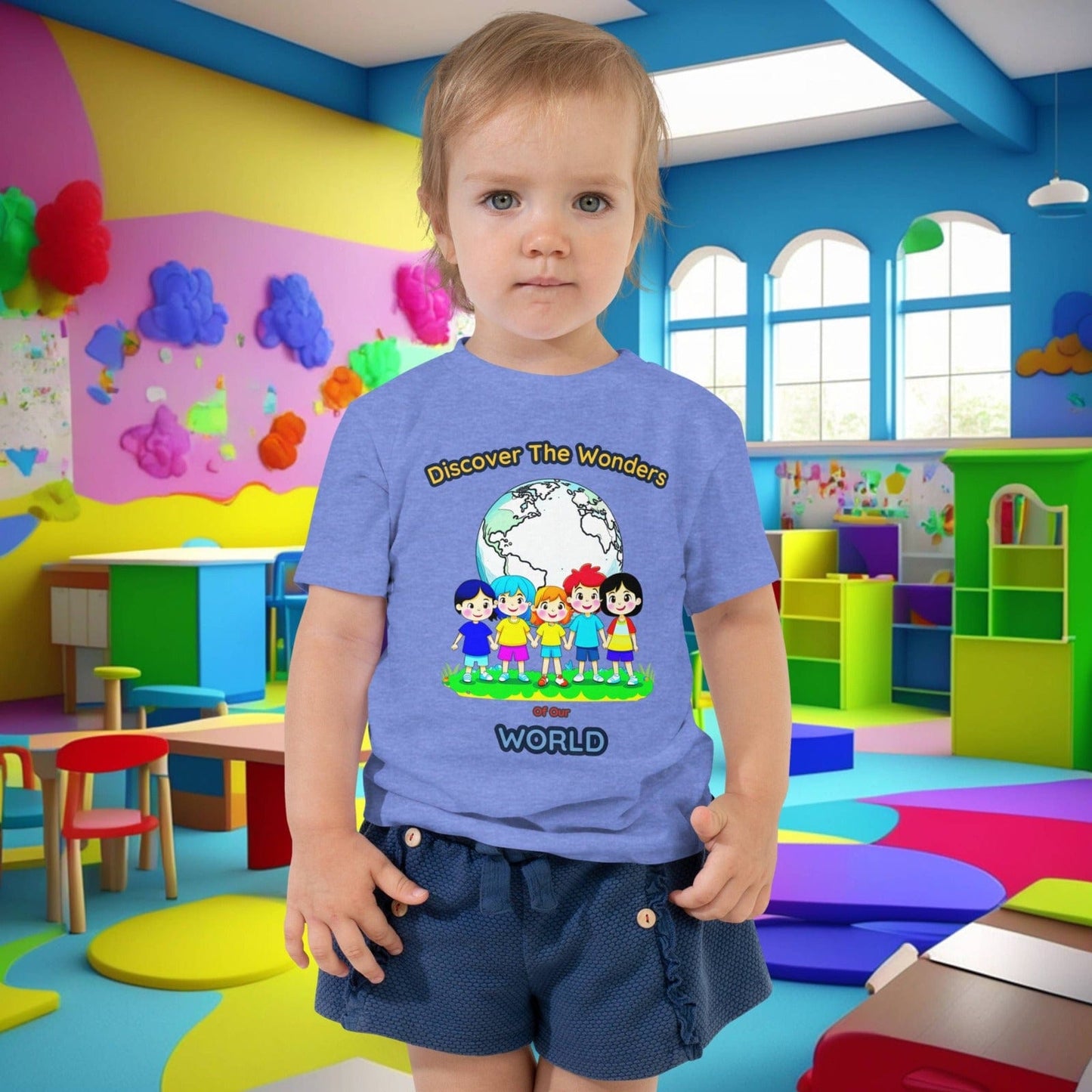 "Discover The Wonders Of Our World" Toddler Short Sleeve Tee - Ignite Curiosity and Explore with Style! (Unisex)