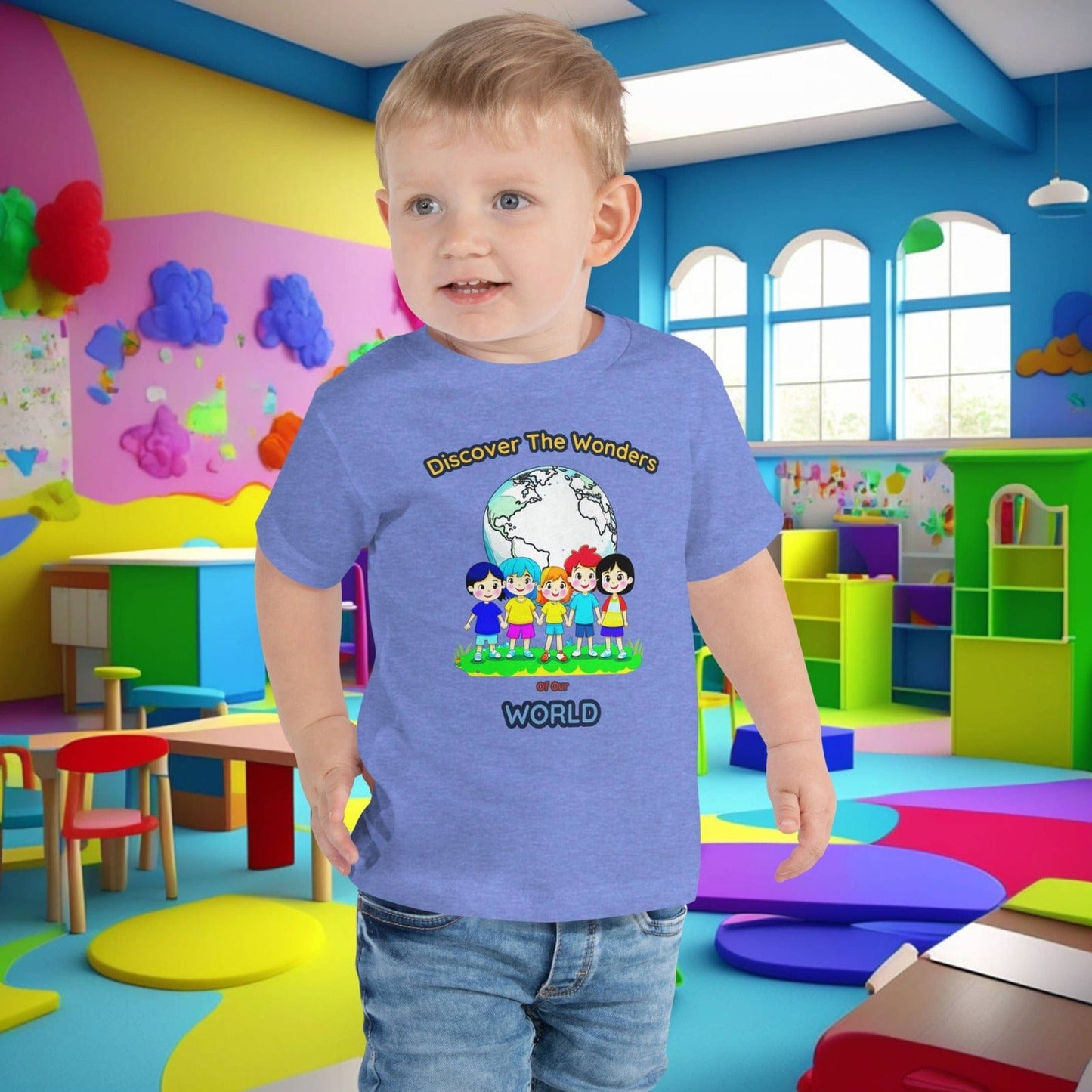 "Discover The Wonders Of Our World" Toddler Short Sleeve Tee - Ignite Curiosity and Explore with Style! (Unisex)