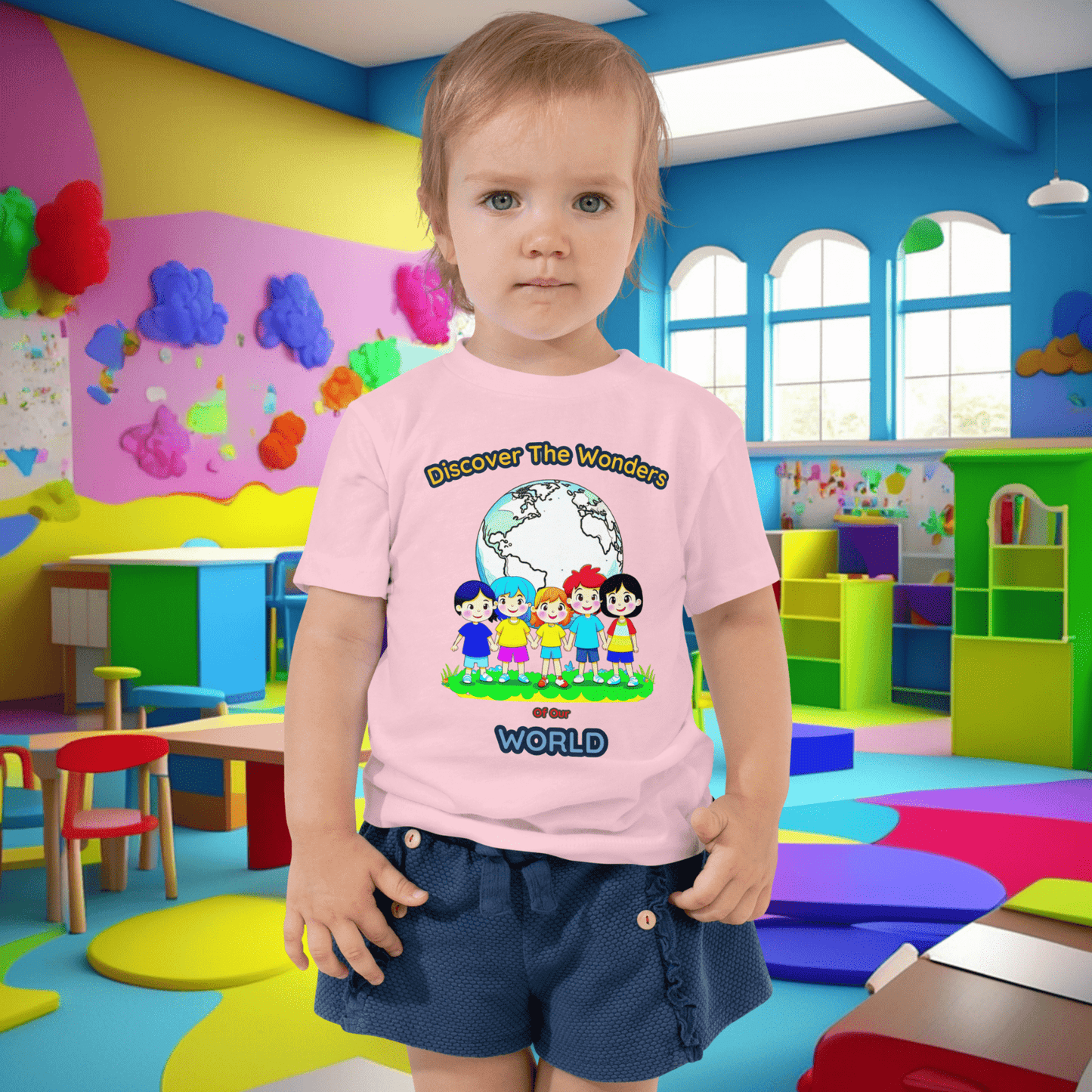 "Discover The Wonders Of Our World" Toddler Short Sleeve Tee - Ignite Curiosity and Explore with Style! (Unisex)