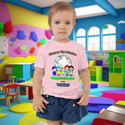 "Discover The Wonders Of Our World" Toddler Short Sleeve Tee - Ignite Curiosity and Explore with Style! (Unisex)