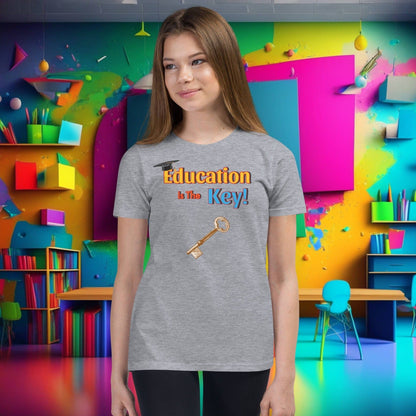 Education is the Key! Youth Short Sleeve T-Shirt - Unlocking the Path to Success!  (Unisex)