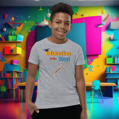 Education is the Key! Youth Short Sleeve T-Shirt - Unlocking the Path to Success!  (Unisex)