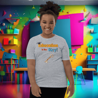 Education is the Key! Youth Short Sleeve T-Shirt - Unlocking the Path to Success!  (Unisex)