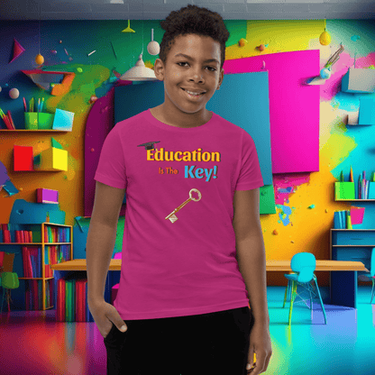 Education is the Key! Youth Short Sleeve T-Shirt - Unlocking the Path to Success!  (Unisex)