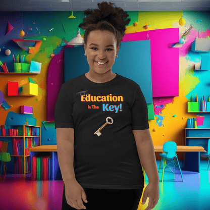 Education is the Key! Youth Short Sleeve T-Shirt - Unlocking the Path to Success!  (Unisex)