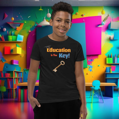 Education is the Key! Youth Short Sleeve T-Shirt - Unlocking the Path to Success!  (Unisex)