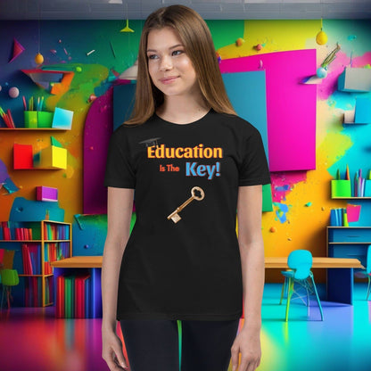 Education is the Key! Youth Short Sleeve T-Shirt - Unlocking the Path to Success!  (Unisex)