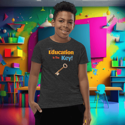 Education is the Key! Youth Short Sleeve T-Shirt - Unlocking the Path to Success!  (Unisex)