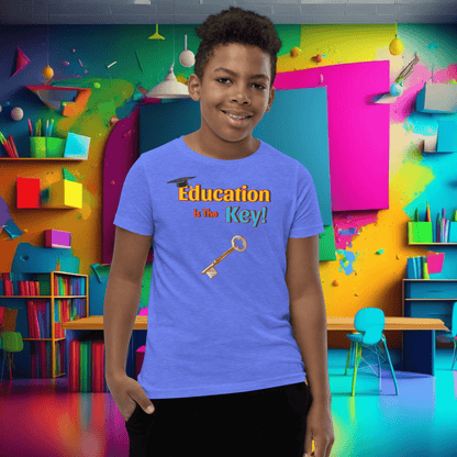 Education is the Key! Youth Short Sleeve T-Shirt - Unlocking the Path to Success!  (Unisex)