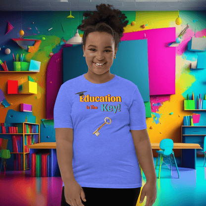 Education is the Key! Youth Short Sleeve T-Shirt - Unlocking the Path to Success!  (Unisex)