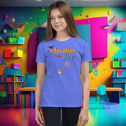 Education is the Key! Youth Short Sleeve T-Shirt - Unlocking the Path to Success!  (Unisex)