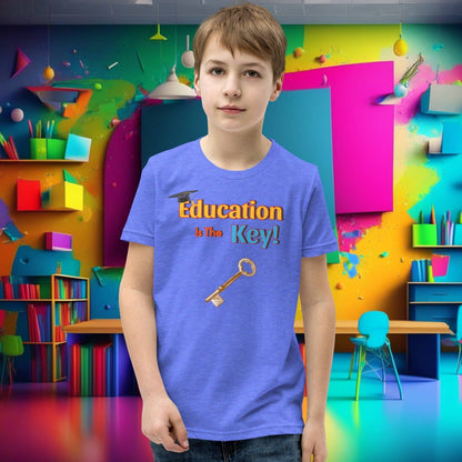 Education is the Key! Youth Short Sleeve T-Shirt - Unlocking the Path to Success!  (Unisex)