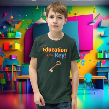 Education is the Key! Youth Short Sleeve T-Shirt - Unlocking the Path to Success!  (Unisex)