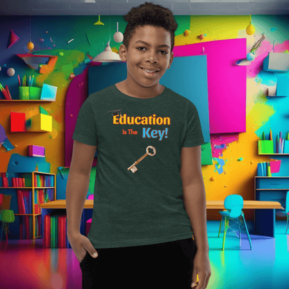 Education is the Key! Youth Short Sleeve T-Shirt - Unlocking the Path to Success!  (Unisex)