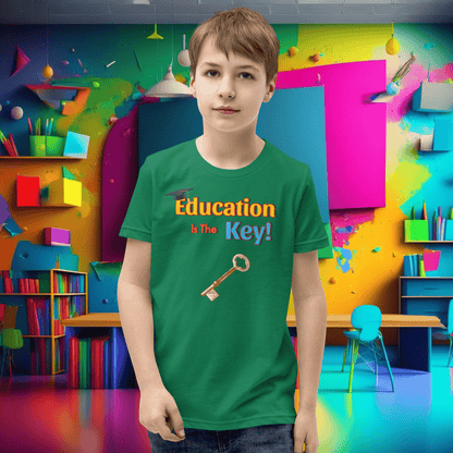 Education is the Key! Youth Short Sleeve T-Shirt - Unlocking the Path to Success!  (Unisex)