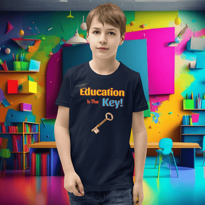 Education is the Key! Youth Short Sleeve T-Shirt - Unlocking the Path to Success!  (Unisex)