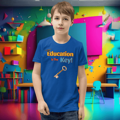 Education is the Key! Youth Short Sleeve T-Shirt - Unlocking the Path to Success!  (Unisex)