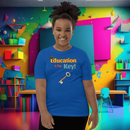 Education is the Key! Youth Short Sleeve T-Shirt - Unlocking the Path to Success!  (Unisex)