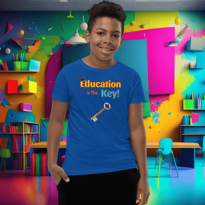 Education is the Key! Youth Short Sleeve T-Shirt - Unlocking the Path to Success!  (Unisex)