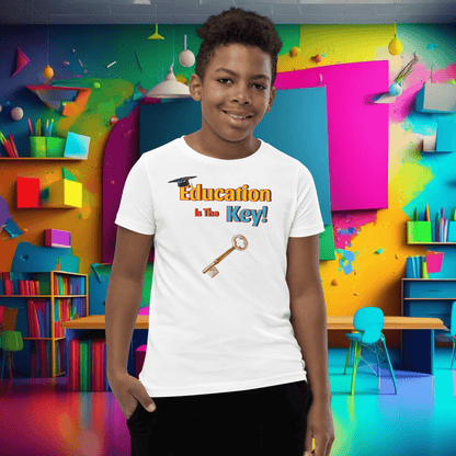 Education is the Key! Youth Short Sleeve T-Shirt - Unlocking the Path to Success!  (Unisex)