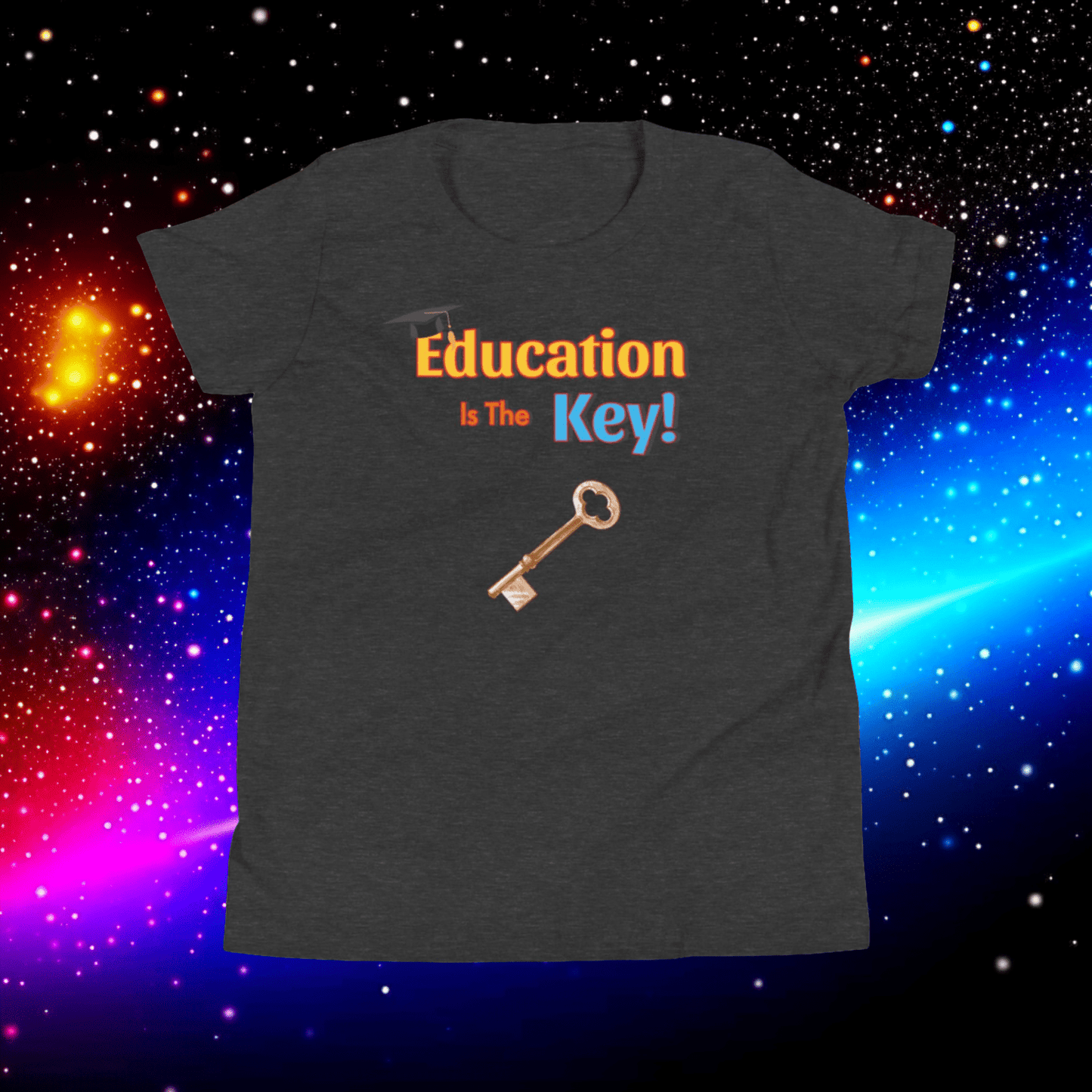 Education is the Key! Youth Short Sleeve T-Shirt - Unlocking the Path to Success!  (Unisex)