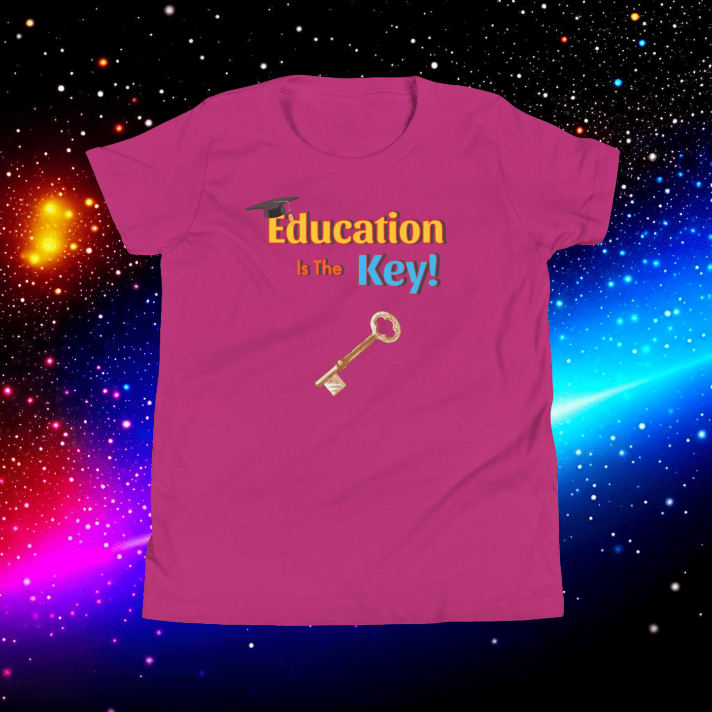 Education is the Key! Youth Short Sleeve T-Shirt - Unlocking the Path to Success!  (Unisex)