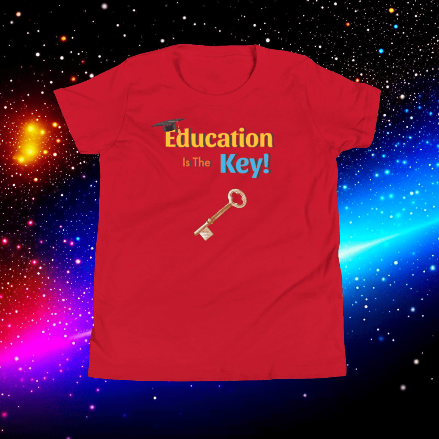 Education is the Key! Youth Short Sleeve T-Shirt - Unlocking the Path to Success!  (Unisex)