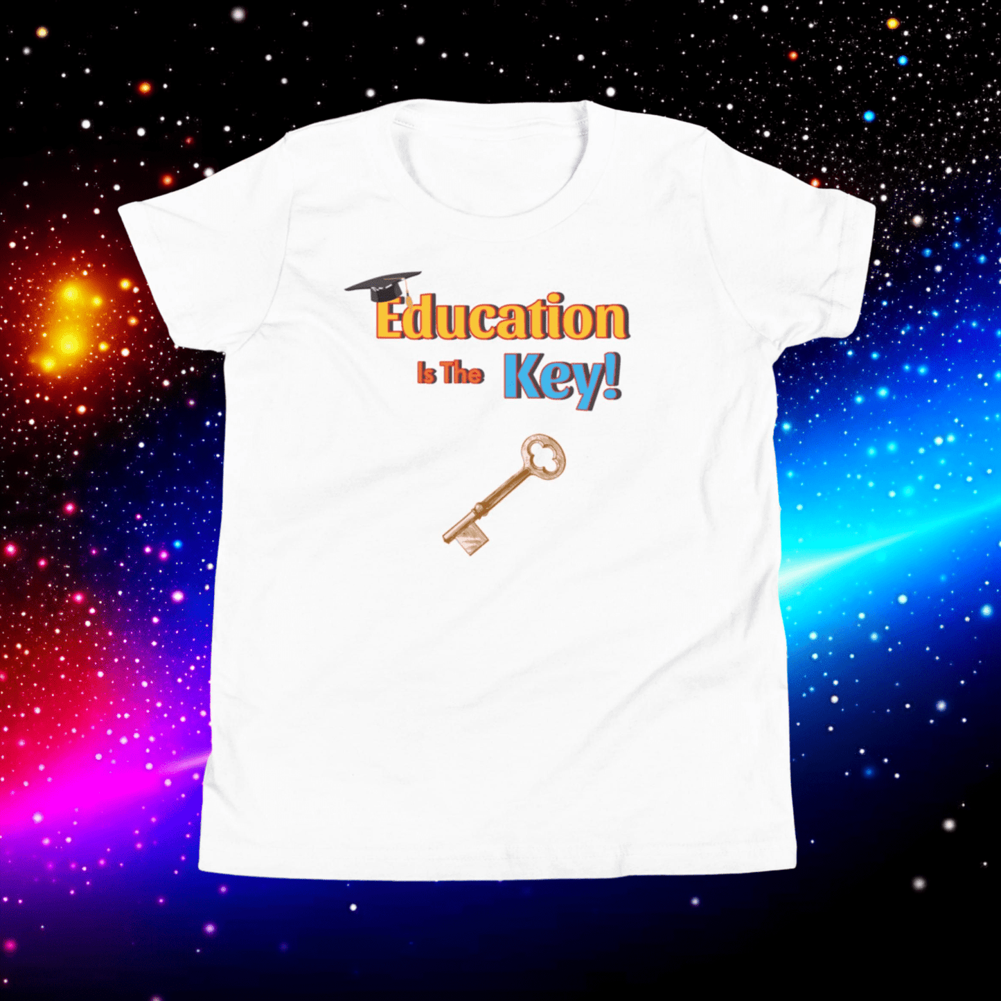 Education is the Key! Youth Short Sleeve T-Shirt - Unlocking the Path to Success!  (Unisex)