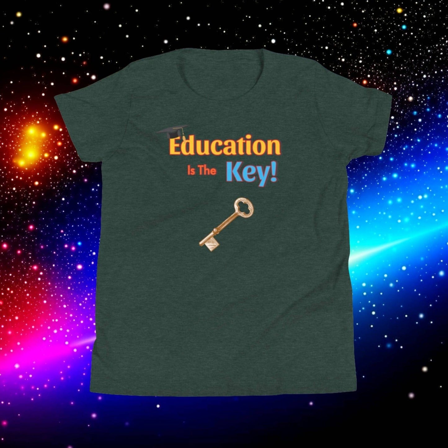 Education is the Key! Youth Short Sleeve T-Shirt - Unlocking the Path to Success!  (Unisex)