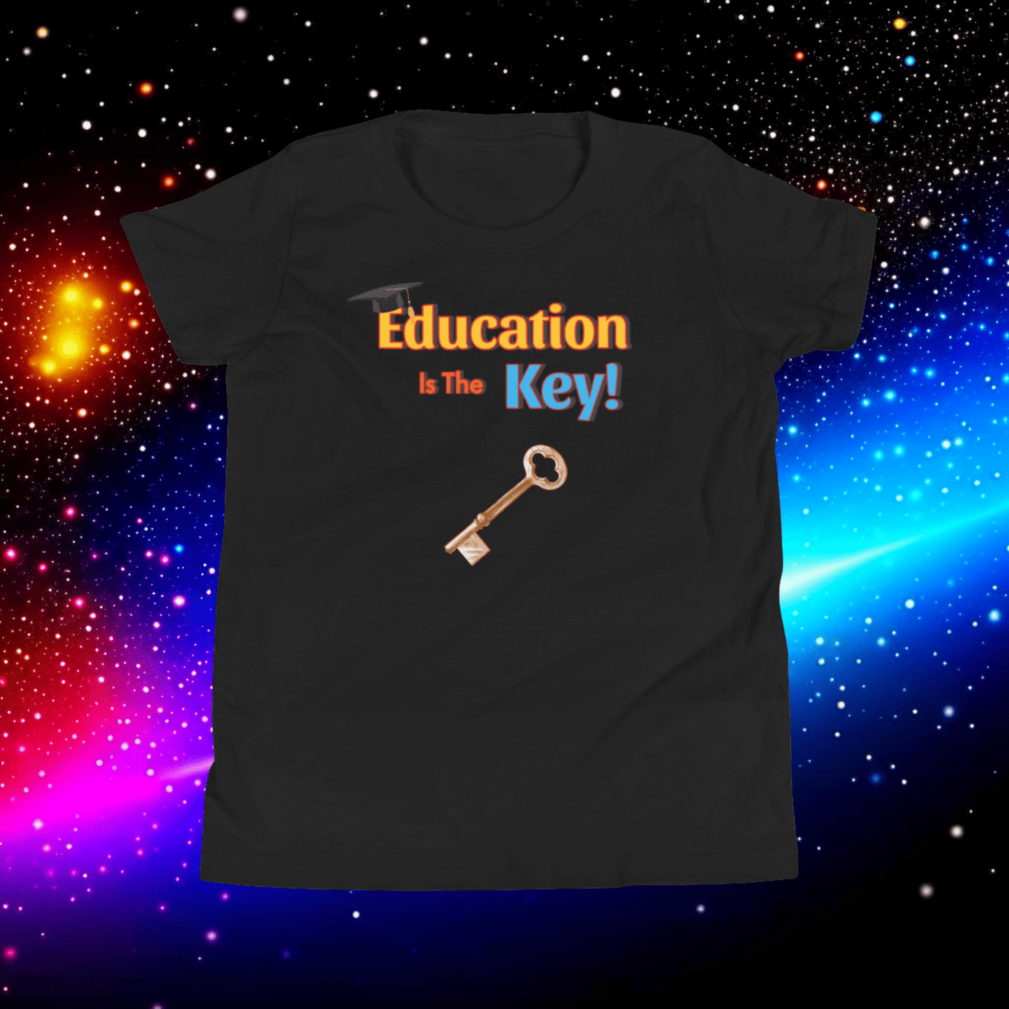 Education is the Key! Youth Short Sleeve T-Shirt - Unlocking the Path to Success!  (Unisex)