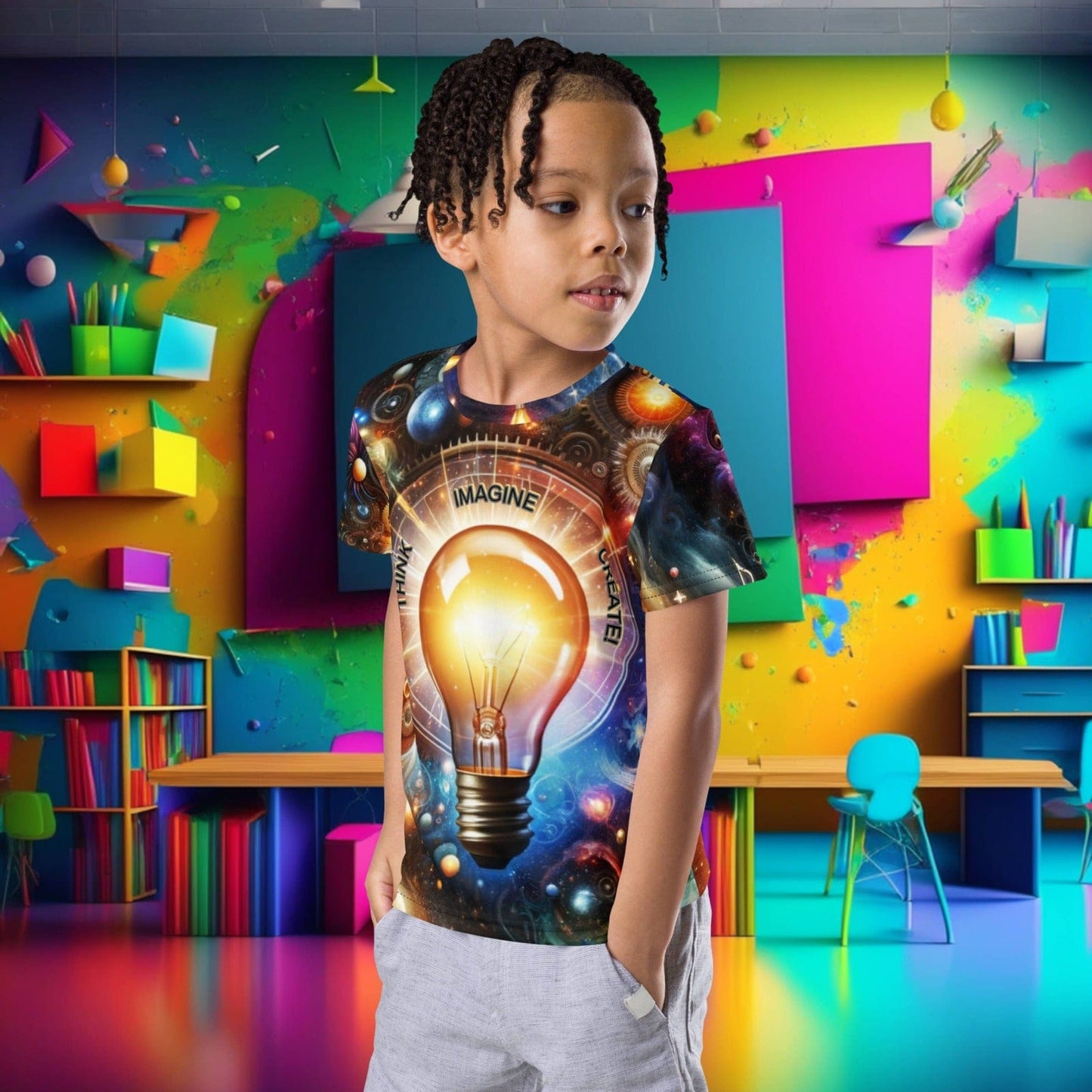 Creative Minds: Kids' 'Think, Imagine, Create!' Crew Neck Tee  (Unisex)