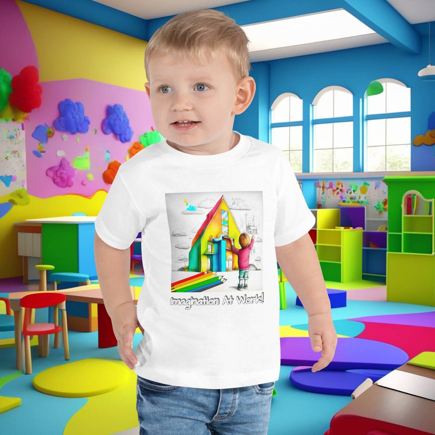 Imagination At Work! Educational Toddler Short Sleeve Tee - Spark Creativity!  (Unisex)