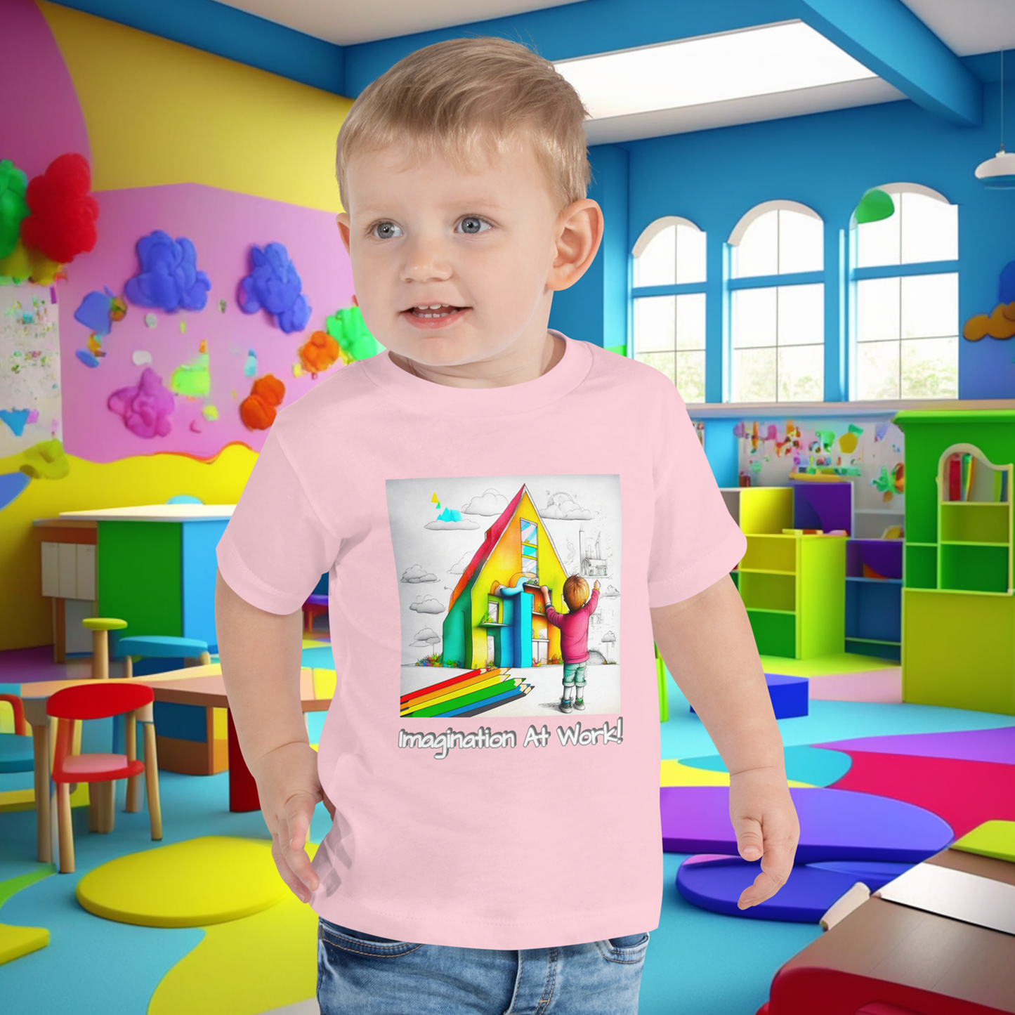 Imagination At Work! Educational Toddler Short Sleeve Tee - Spark Creativity!  (Unisex)