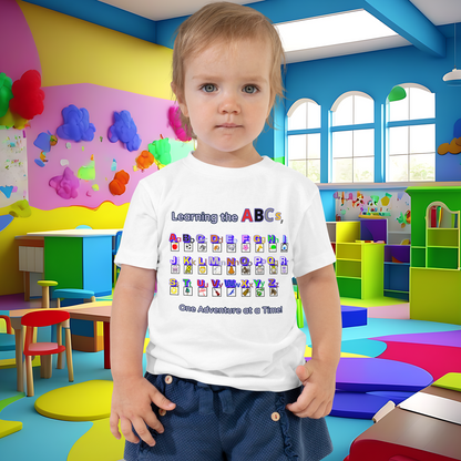 Alphabet Adventure Toddler Short Sleeve Tee: Learning Through Letters and Imagination  (Unisex)