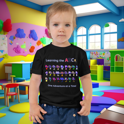 Alphabet Adventure Toddler Short Sleeve Tee: Learning Through Letters and Imagination  (Unisex)