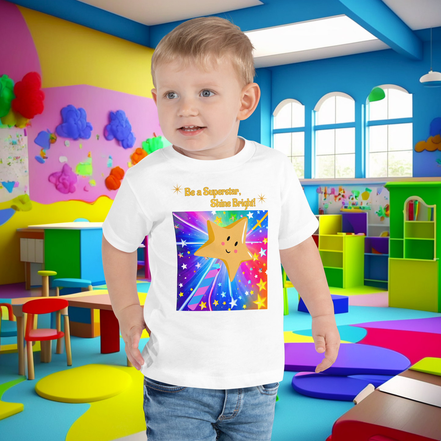 Be a Superstar, Shine Bright! Toddler Short Sleeve Tee - Embrace Uniqueness and Confidence!  (Unisex)