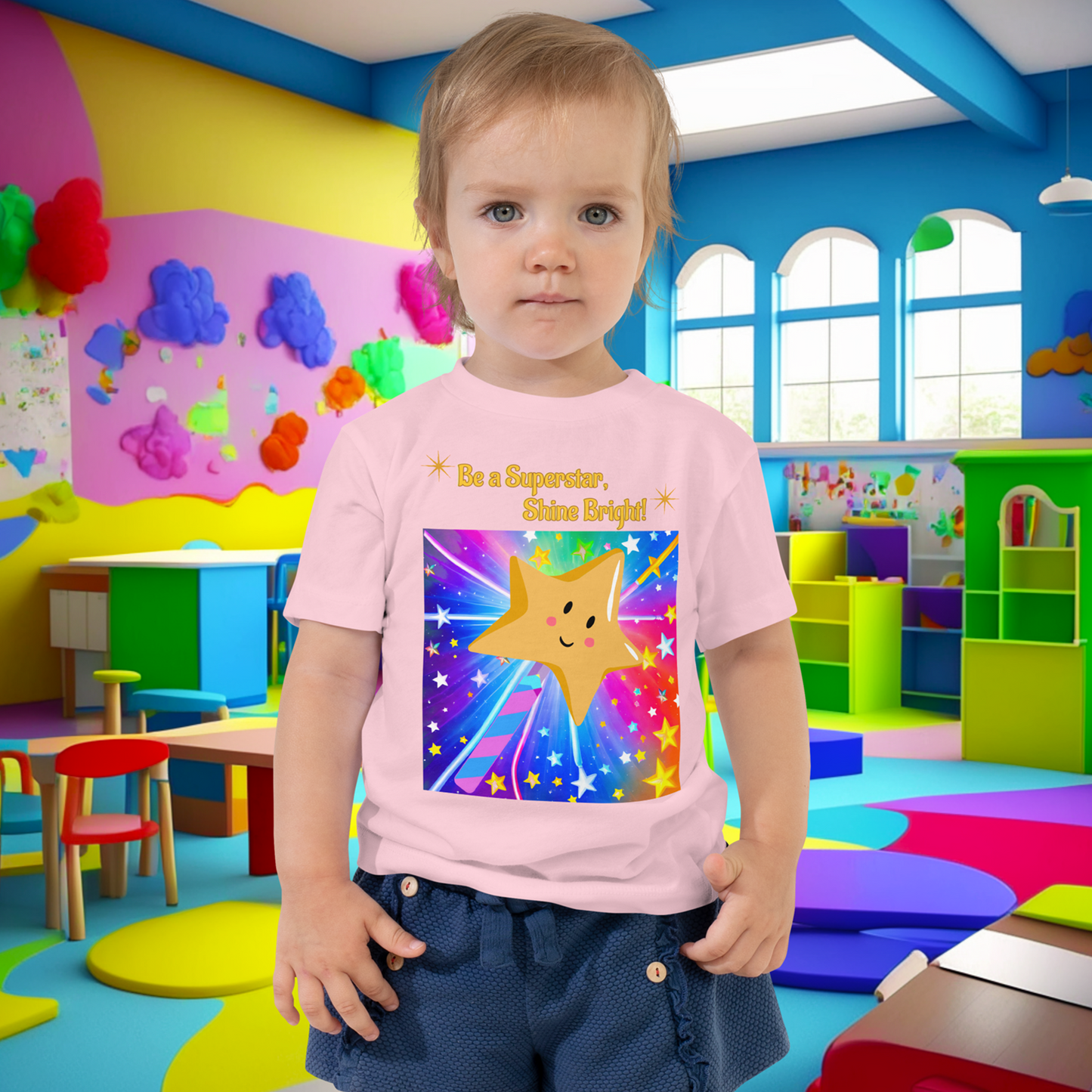 Be a Superstar, Shine Bright! Toddler Short Sleeve Tee - Embrace Uniqueness and Confidence!  (Unisex)