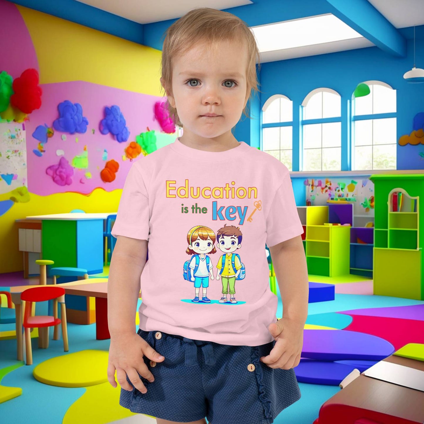 Education is the Key! Toddler Short Sleeve Tee - Unlocking Young Minds for a Bright Future!  (Unisex)