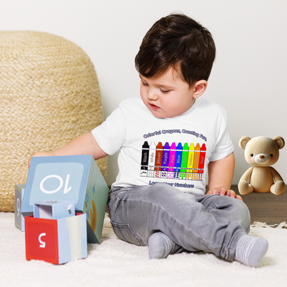 "Colorful Crayons, Counting Fun, Learn Your Numbers One By One!" Toddler Short Sleeve Tee - Explore, Count, and Color with Delight!  (Unisex)