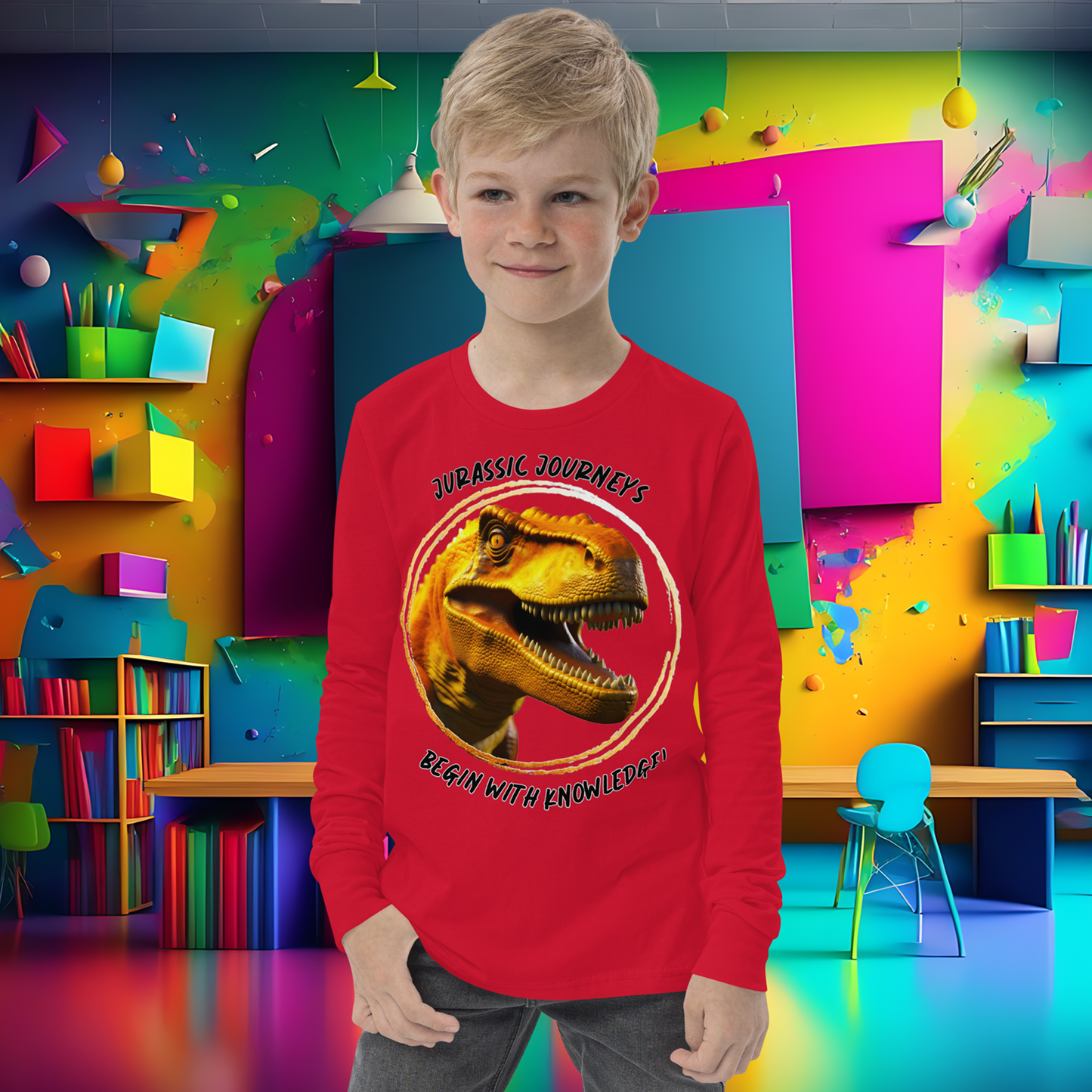 Jurassic Quest: T. rex Adventure Youth Long Sleeve Tee  (Unisex)