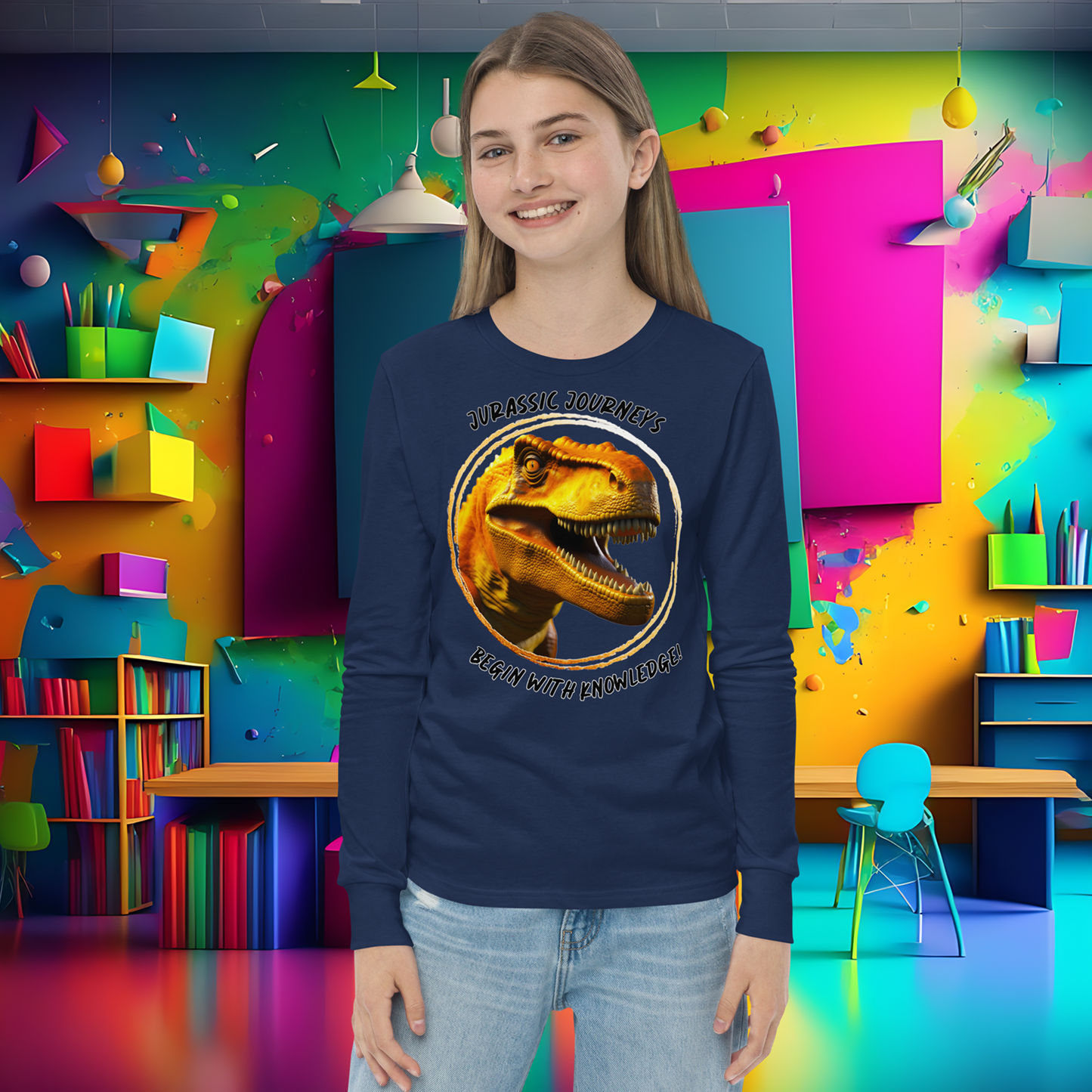 Jurassic Quest: T. rex Adventure Youth Long Sleeve Tee  (Unisex)