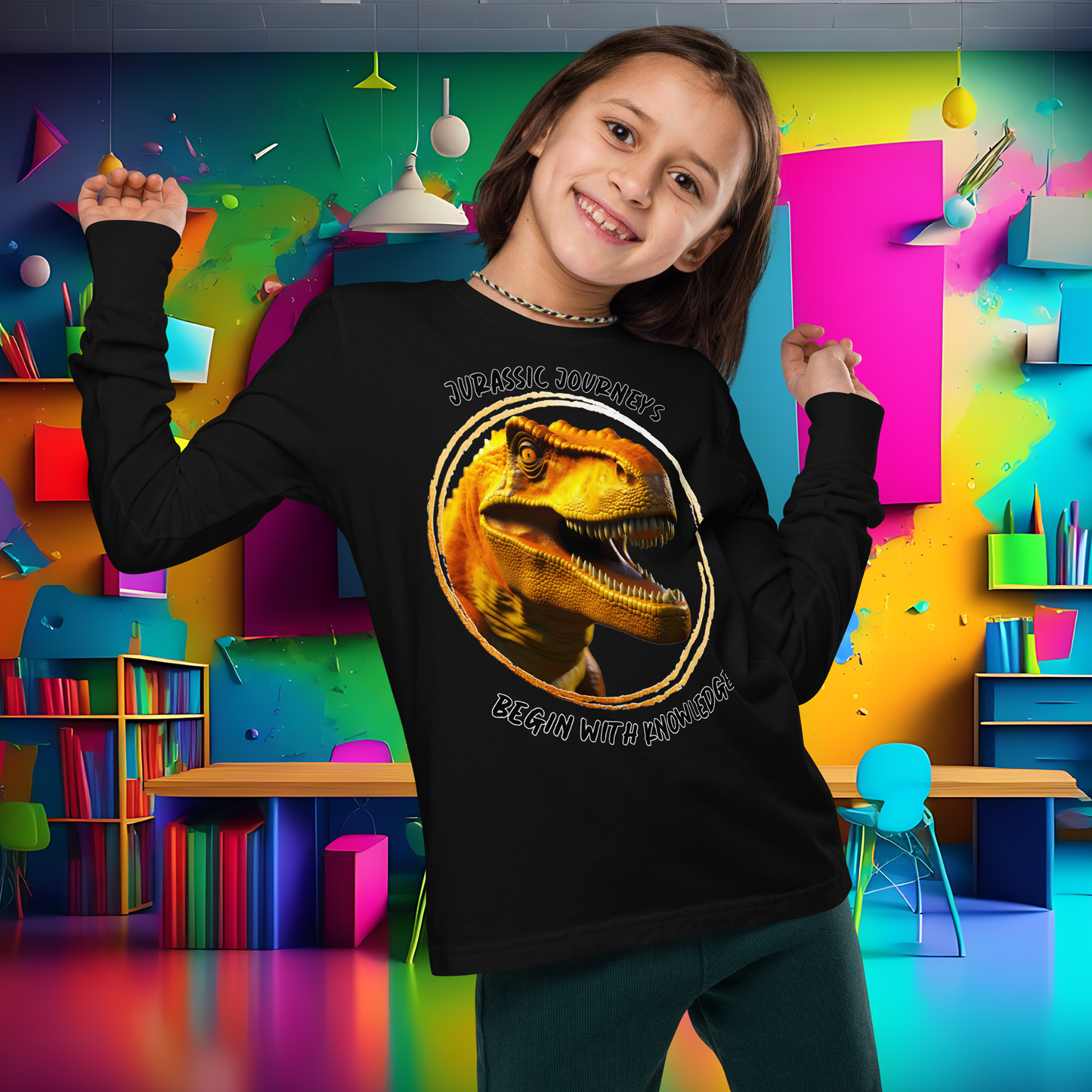 Jurassic Quest: T. rex Adventure Youth Long Sleeve Tee  (Unisex)