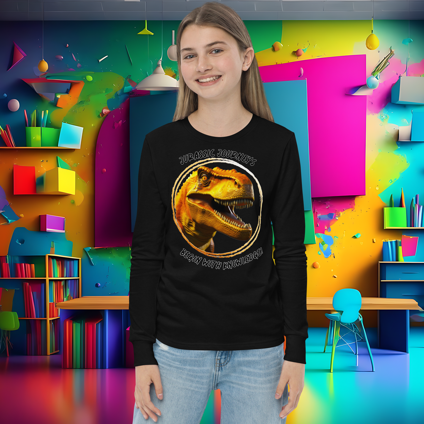 Jurassic Quest: T. rex Adventure Youth Long Sleeve Tee  (Unisex)