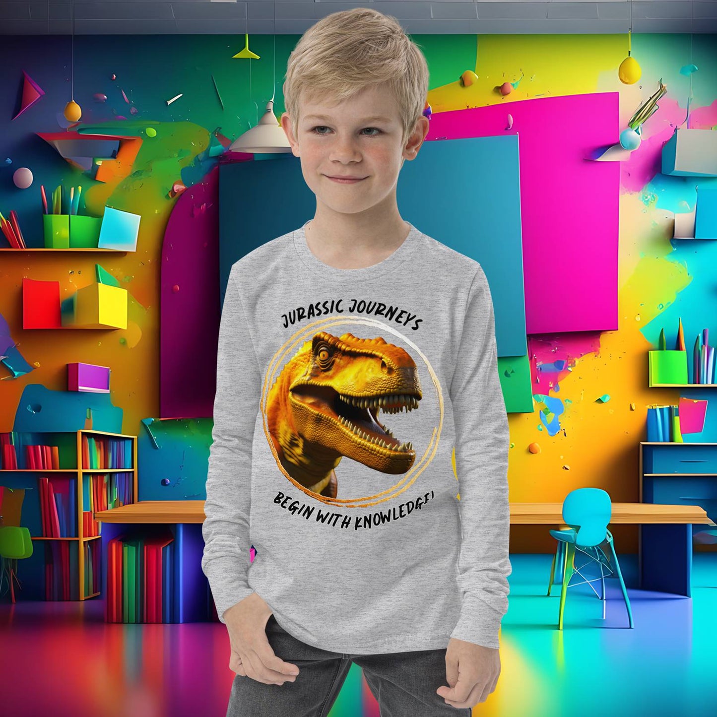 Jurassic Quest: T. rex Adventure Youth Long Sleeve Tee  (Unisex)