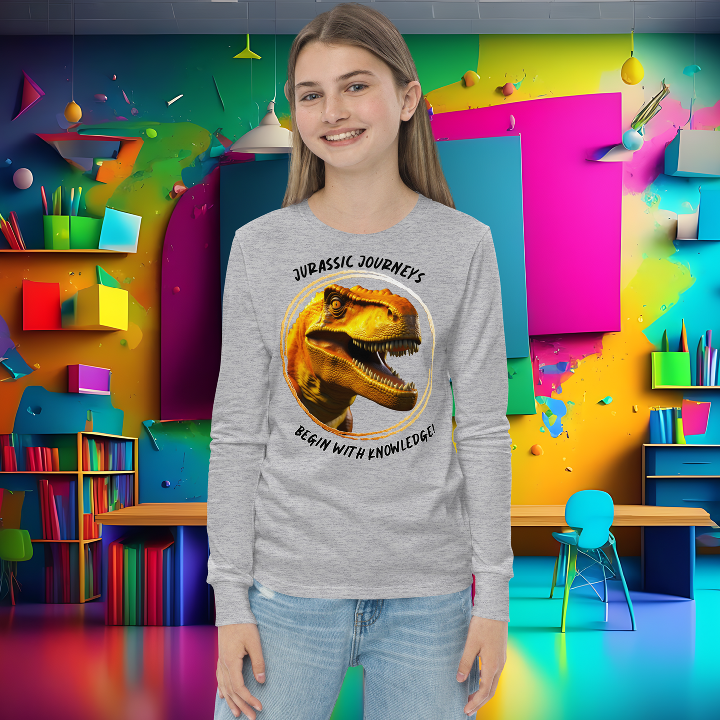 Jurassic Quest: T. rex Adventure Youth Long Sleeve Tee  (Unisex)