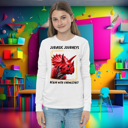 Triceratops Trek: Jurassic Journeys Youth Long Sleeve Tee  (Unisex)